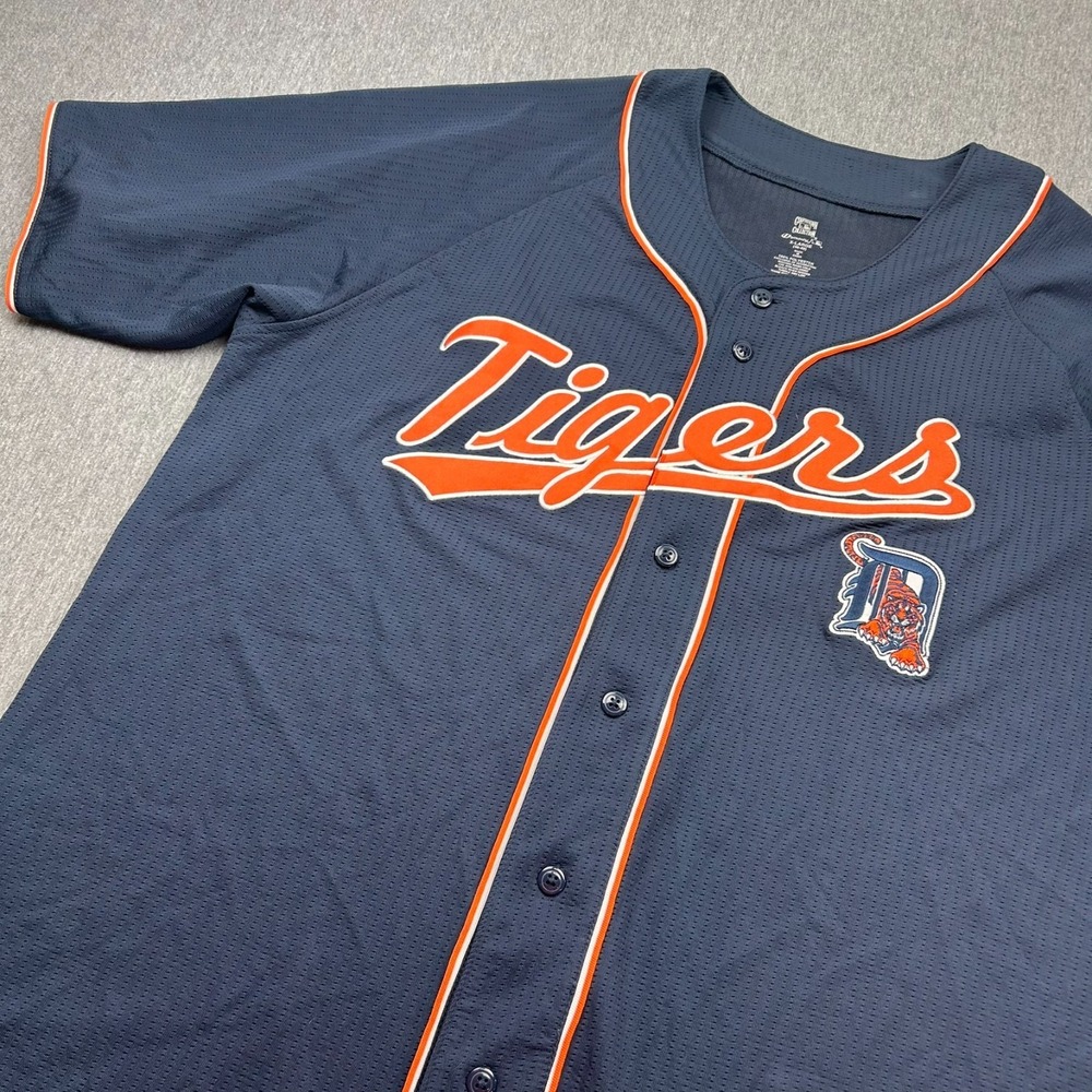 Detroit Tigers Baseball Jersey Mens XL Blue Cooperstown Collection Dynasty MLB